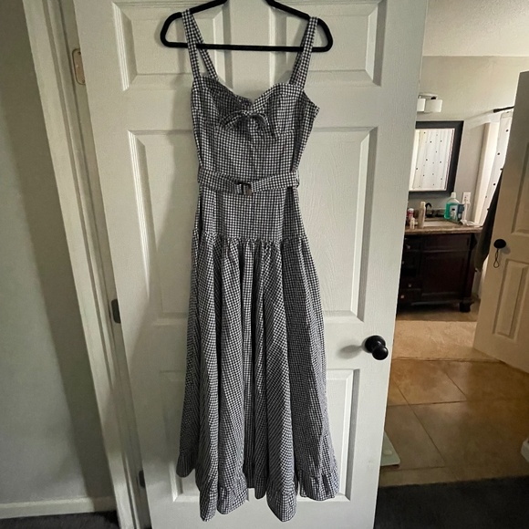 Commense Dresses & Skirts - Commense Gingham Belted Sleeveless Dress – Size M BNWT